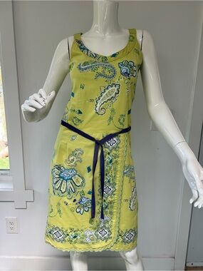 Sleeveless Green Paisley Midi Dress   Tristan& Iseut cotton blend size 4